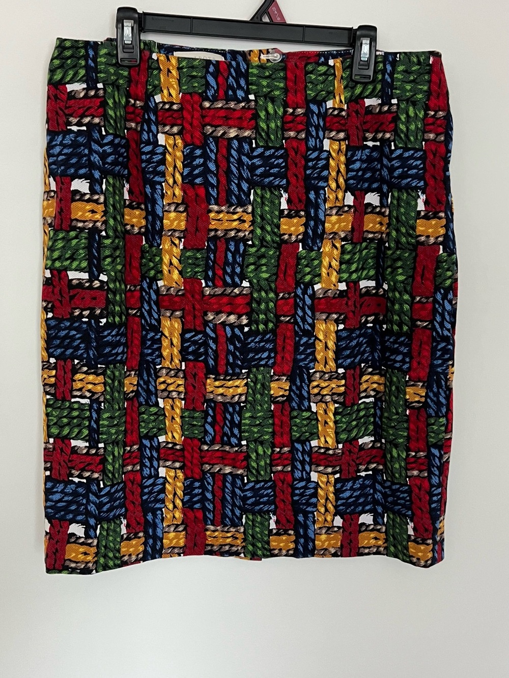Talbots Woman 16W Multi-Color Woven Print Pencil Skirt Cotton Spandex